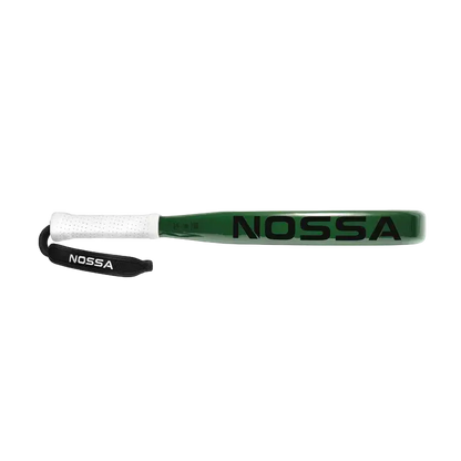 Nossa Base padel racket green side profile showing frame edge and NOSSA branding, designed for beginner players