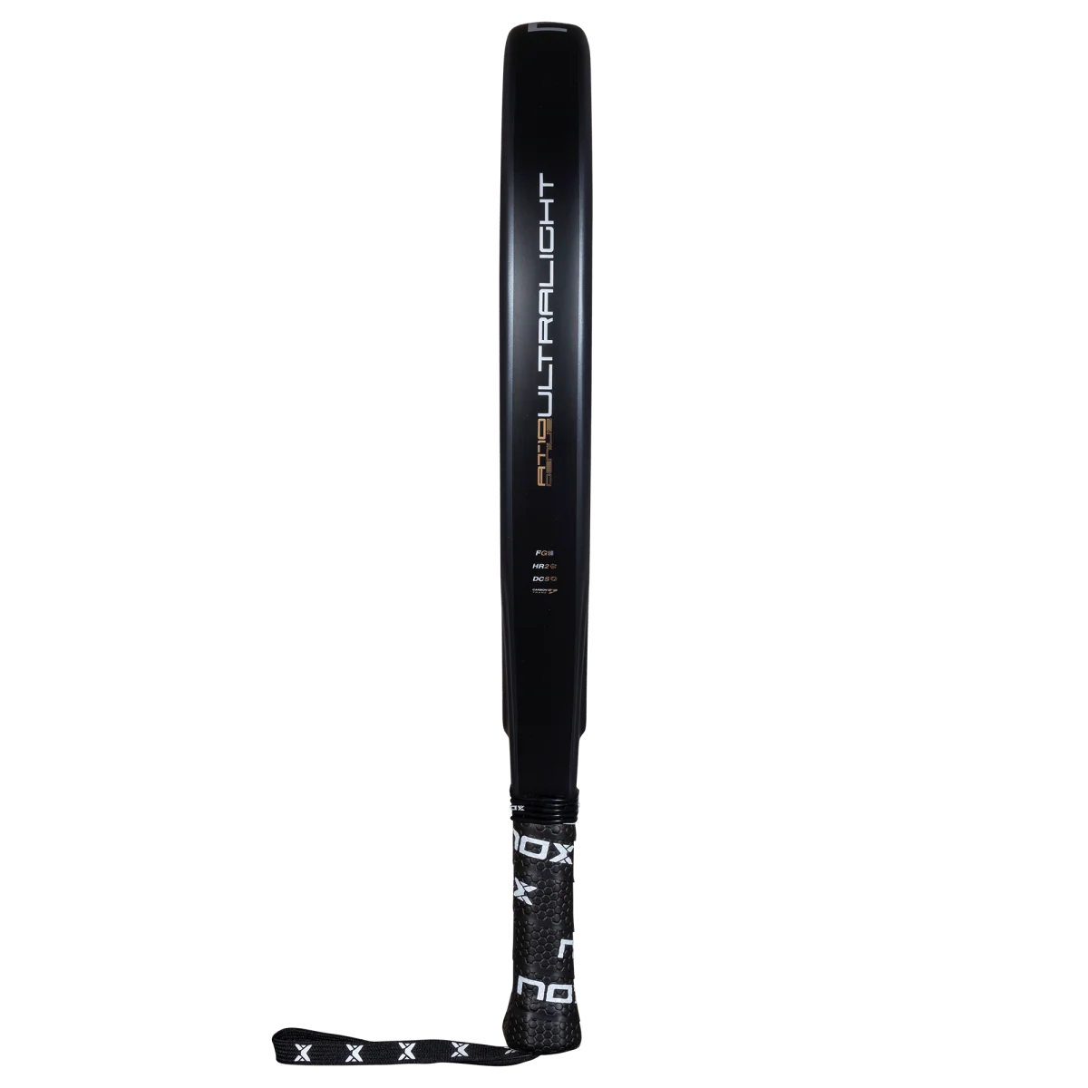 Nox AT10 Genius Ultralight 2026 padel racket side view showing the slim frame profile and handle