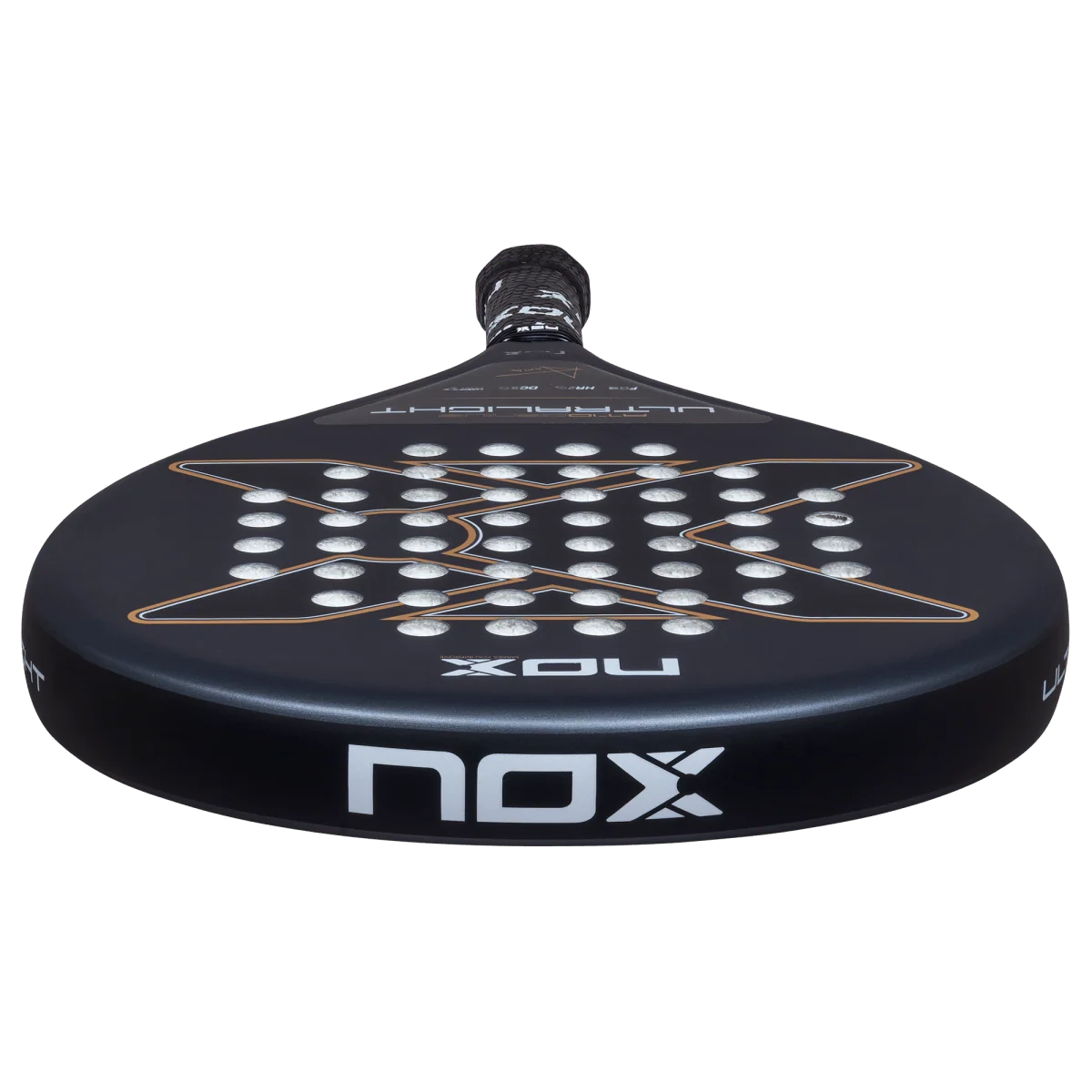 Nox AT10 Genius Ultralight 2026 padel racket top profile view showing the frame thickness and face