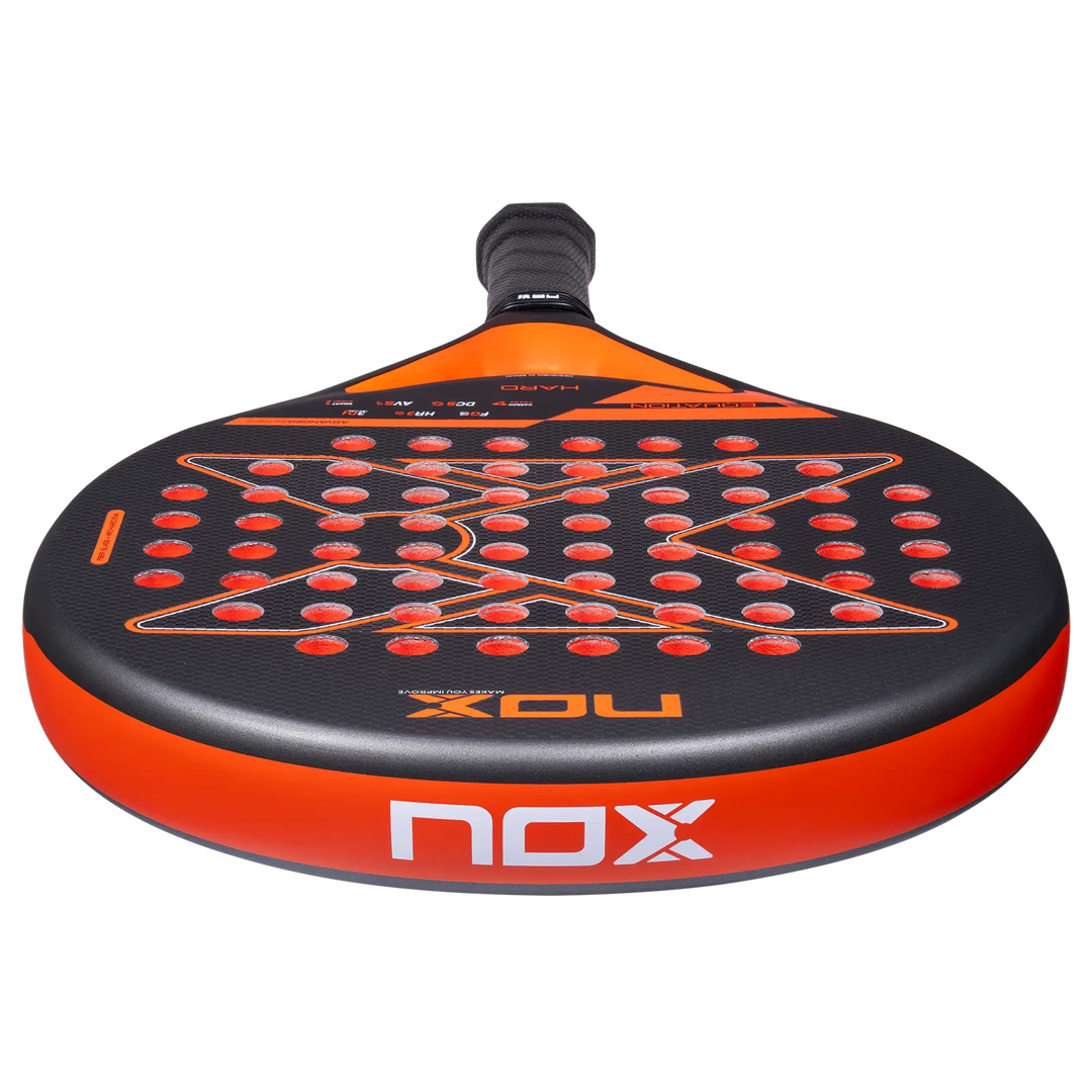 Bottom edge view of the Nox Equation Hard Advanced 2027 padel racket