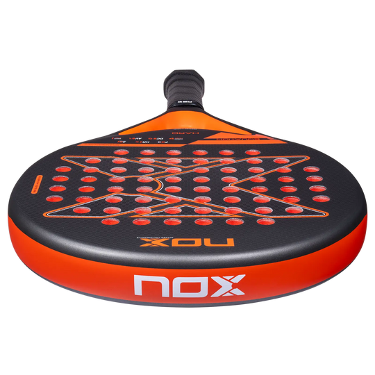 Bottom edge view of the Nox Equation Hard Advanced 2027 padel racket