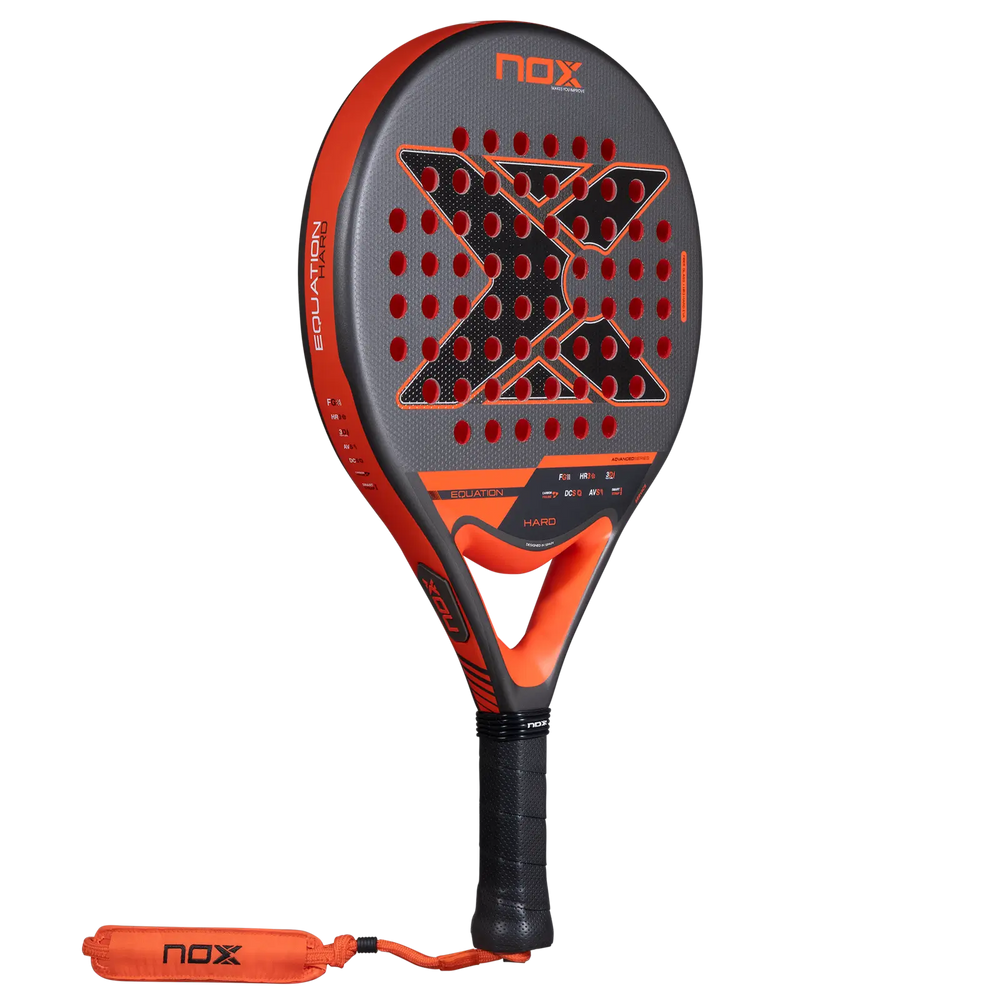 Front angled view of the Nox Equation Hard Advanced 2027 padel racket