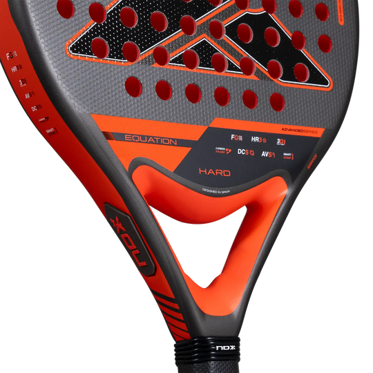 Lower face close-up of the Nox Equation Hard Advanced 2027 padel racket
