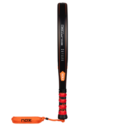 Nox Equation Hard 2026 padel racket side profile showing 38mm thickness and carbon construction, designed for intermediate players.