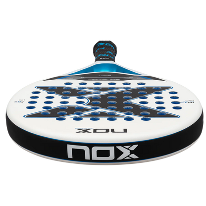 Nox Equation Soft Advanced 2026 padel racket horizontal face view showing thickness and edge profile, designed for intermediate players