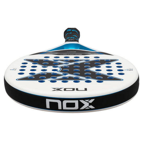 Nox Equation Soft Advanced 2026 padel racket horizontal face view showing thickness and edge profile, designed for intermediate players