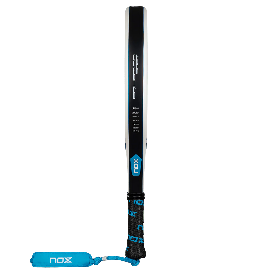 Nox Equation Soft Advanced 2026 padel racket side profile showing frame thickness and construction, designed for intermediate players