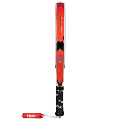 Side profile of Nox ML10 Pro Cup Coorp padel racket showing frame thickness and stability, designed for advanced players