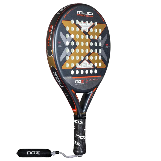Nox ML10 Pro Cup Silver 2025 padel racket back view highlighting fiberglass face and classic round profile, designed for intermediate players