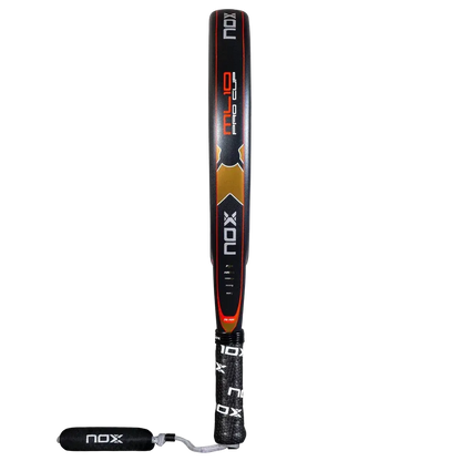 Nox ML10 Pro Cup Silver 2025 padel racket side profile showing frame thickness and reinforced edge construction, designed for intermediate players