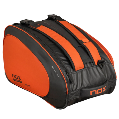 Nox ML10 Team padel bag black and clay angle view, designed for all level players