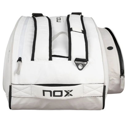Nox ML10 Team padel bag white and grey top opening view, designed for all level players