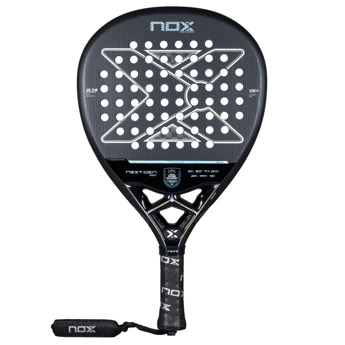 Nox NextGen Pro Attack 12K NFA Series 2026 front view showing full face and hole pattern