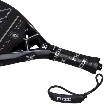 Nox NextGen Pro Attack 12K NFA Series 2026 grip and wrist strap close up showing black handle detail