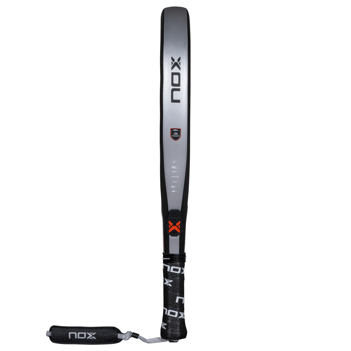 Nox NextGen Pro Attack 3K padel racket side profile showing diamond shape and high balance, designed for intermediate players.