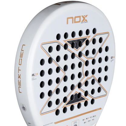 Nox NextGen Pro Hybrid 12K NFA Series 2026 face close up showing 12K carbon surface, designed for versatile players