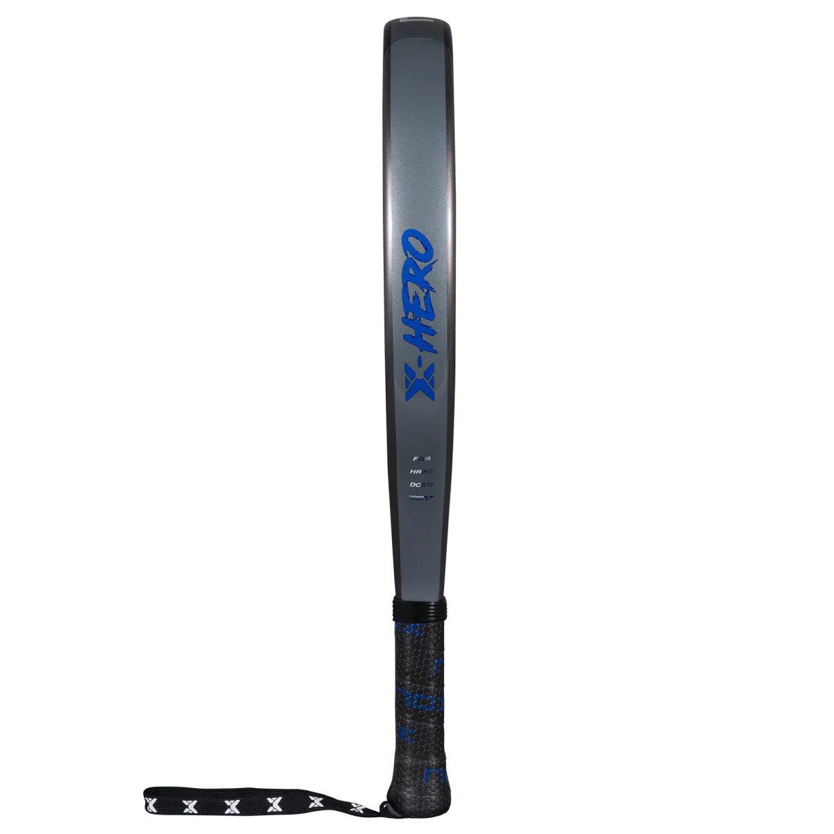 Nox X Hero Blue padel racket side view showing frame structure and grip, designed for beginner players