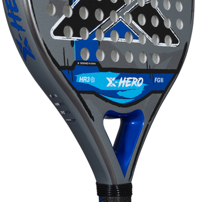 Nox X Hero Blue padel racket throat detail showing bridge and HR3 core, designed for beginner players