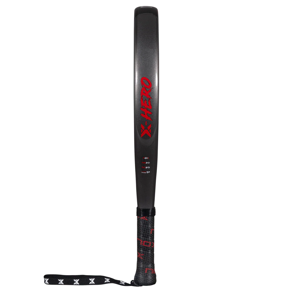 Nox X Hero Red padel racket side view showing frame structure and grip, designed for beginner players