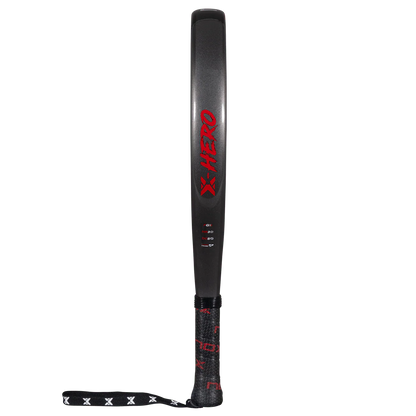 Nox X Hero Red padel racket side view showing frame structure and grip, designed for beginner players