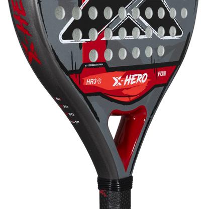 Nox X Hero Red padel racket throat detail showing bridge and HR3 core, designed for beginner players