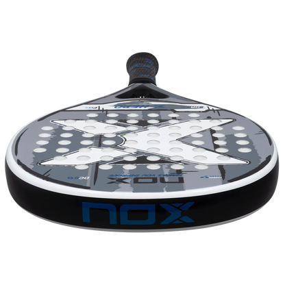 Nox X Hero White padel racket bottom profile view showing frame thickness and edge design, designed for beginner players
