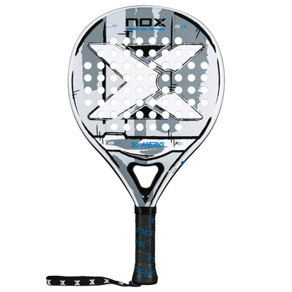 Nox X Hero White padel racket front view showing round head shape and large sweet spot, for beginner players