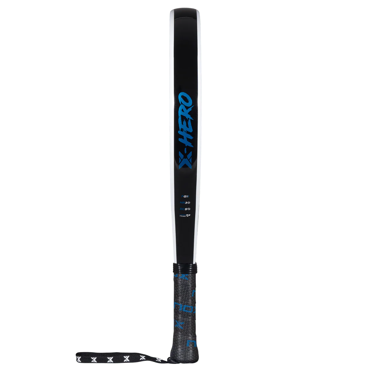 Nox X Hero White padel racket side view showing frame structure and grip, designed for beginner players