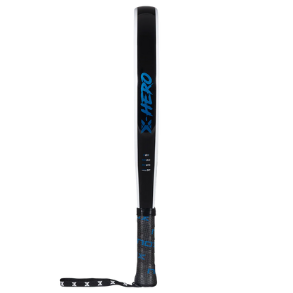 Nox X Hero White padel racket side view showing frame structure and grip, designed for beginner players