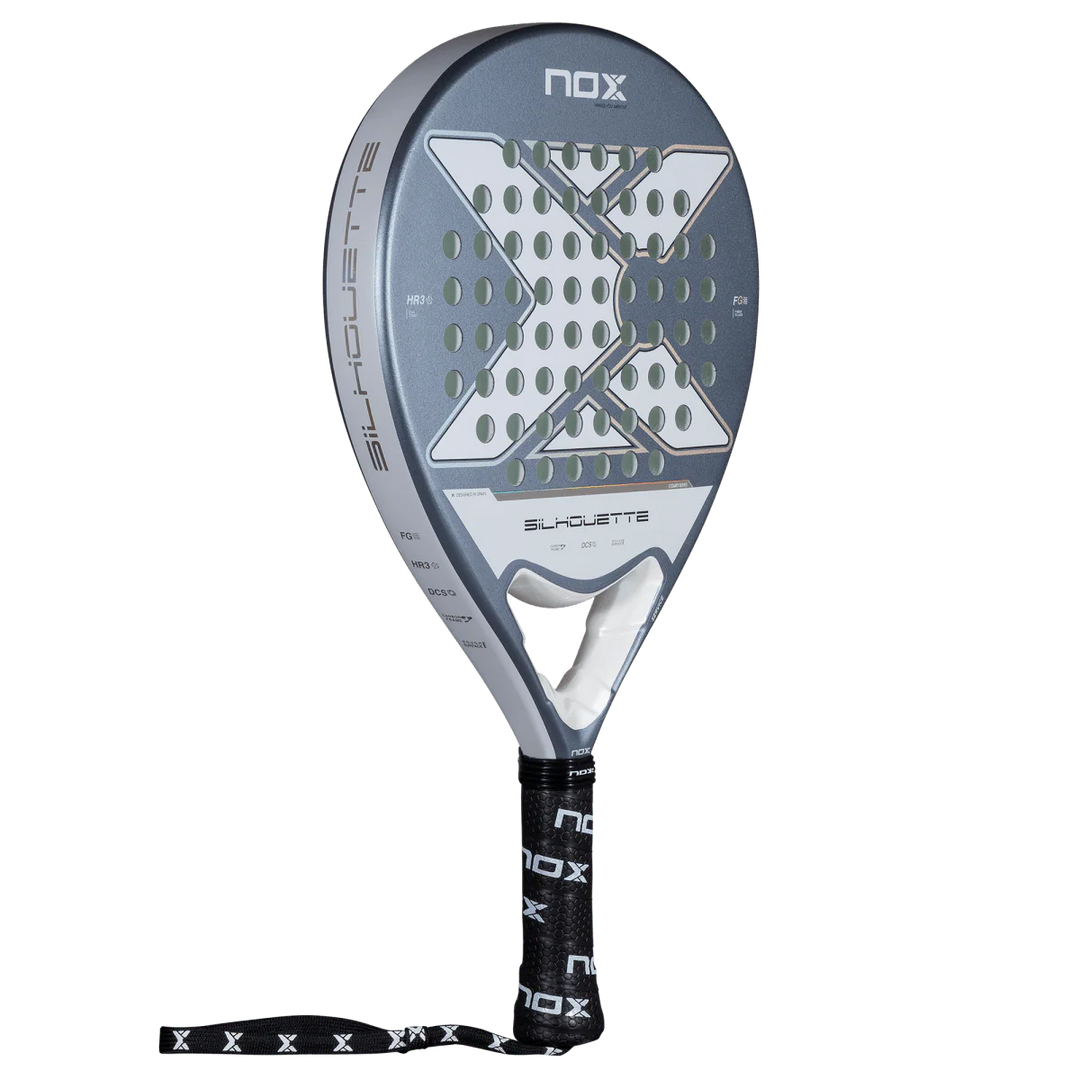 Nox X-ONE Silhouette 2026 padel racket angled view showing round shape and grey design, designed for lightweight play