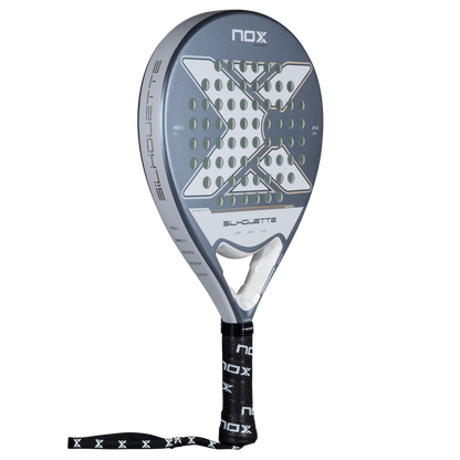 Nox X-ONE Silhouette 2026 padel racket angled view showing round shape and grey design, designed for lightweight play
