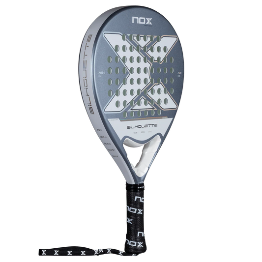 Nox X-ONE Silhouette 2026 padel racket angled view showing round shape and grey design, designed for lightweight play