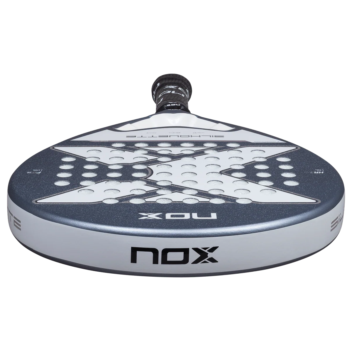 Nox X-ONE Silhouette 2026 padel racket low front edge view showing frame thickness, designed for lightweight play