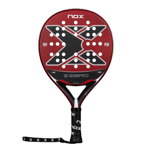 Front view of the Nox X-Zero Red 26 padel racket in red and black.