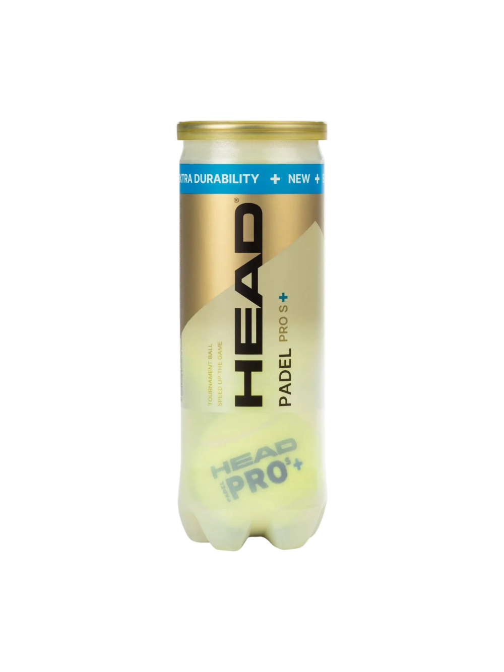 One single can of HEAD Pro S+ padel tennis speed balls, 3 balls in total. front image