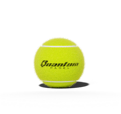 Quantum Pro padel ball close up showing felt texture and official branding