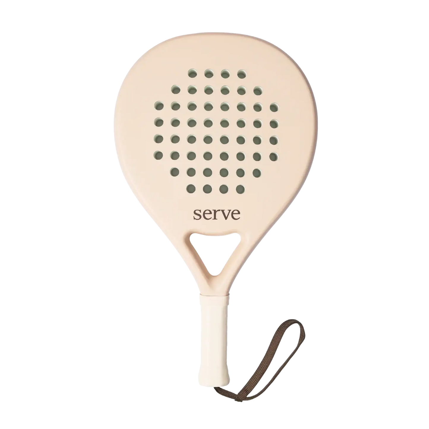 Serve womens padel racket front view with cream face and round head shape, designed for women players
