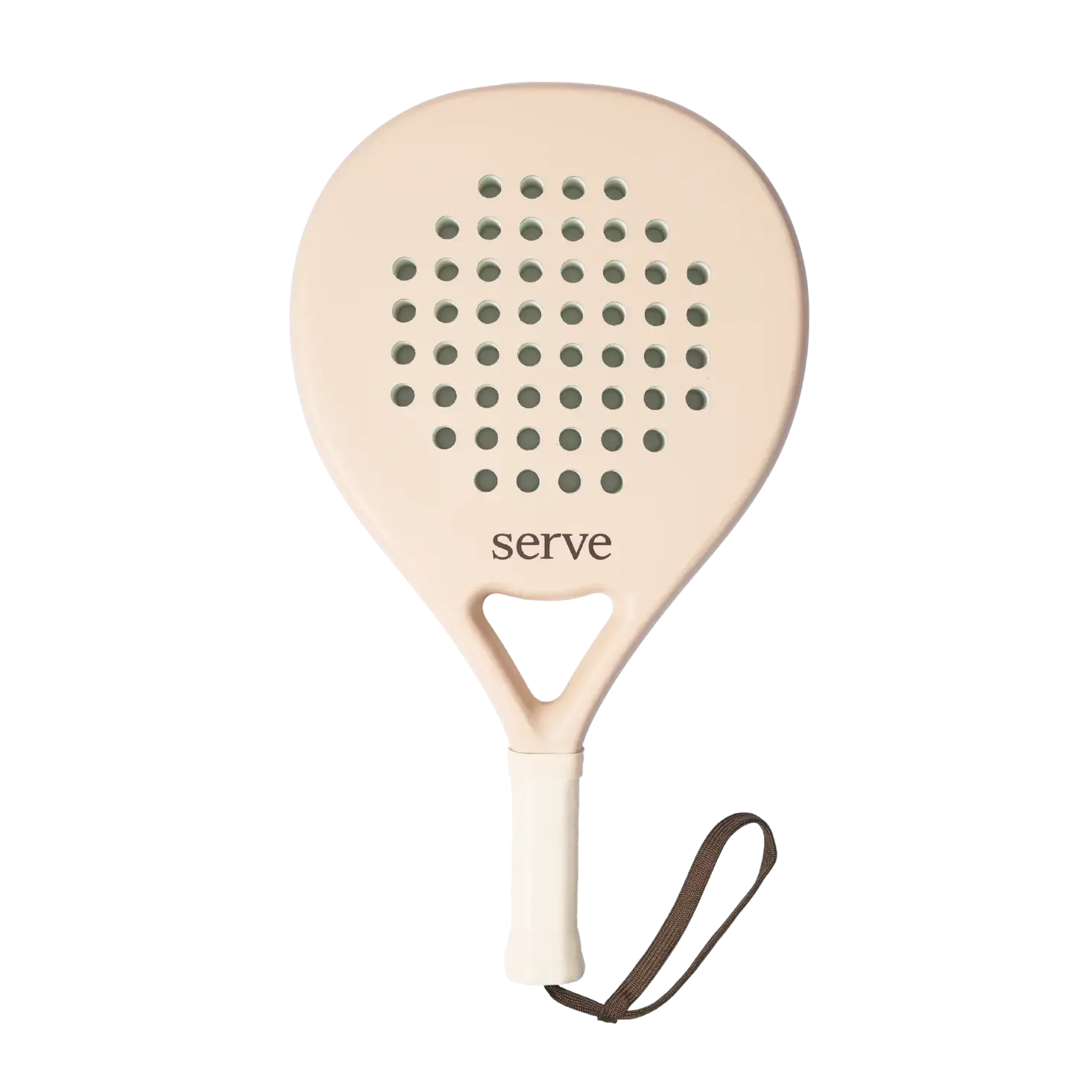 Serve womens padel racket front view with cream face and round head shape, designed for women players