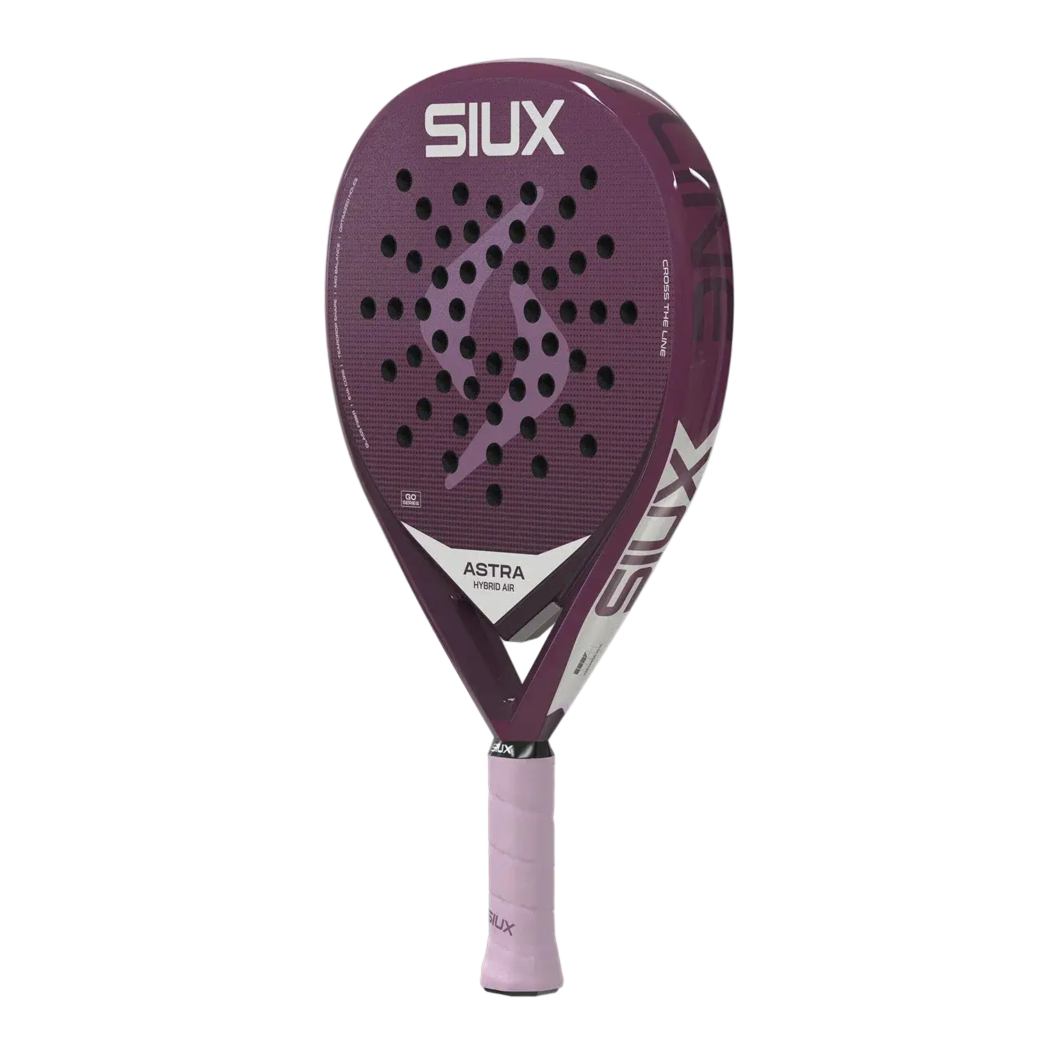 Siux Astra Hybrid Air 2026 women’s padel racket angled view, manoeuvrable hybrid shape, designed for beginner players