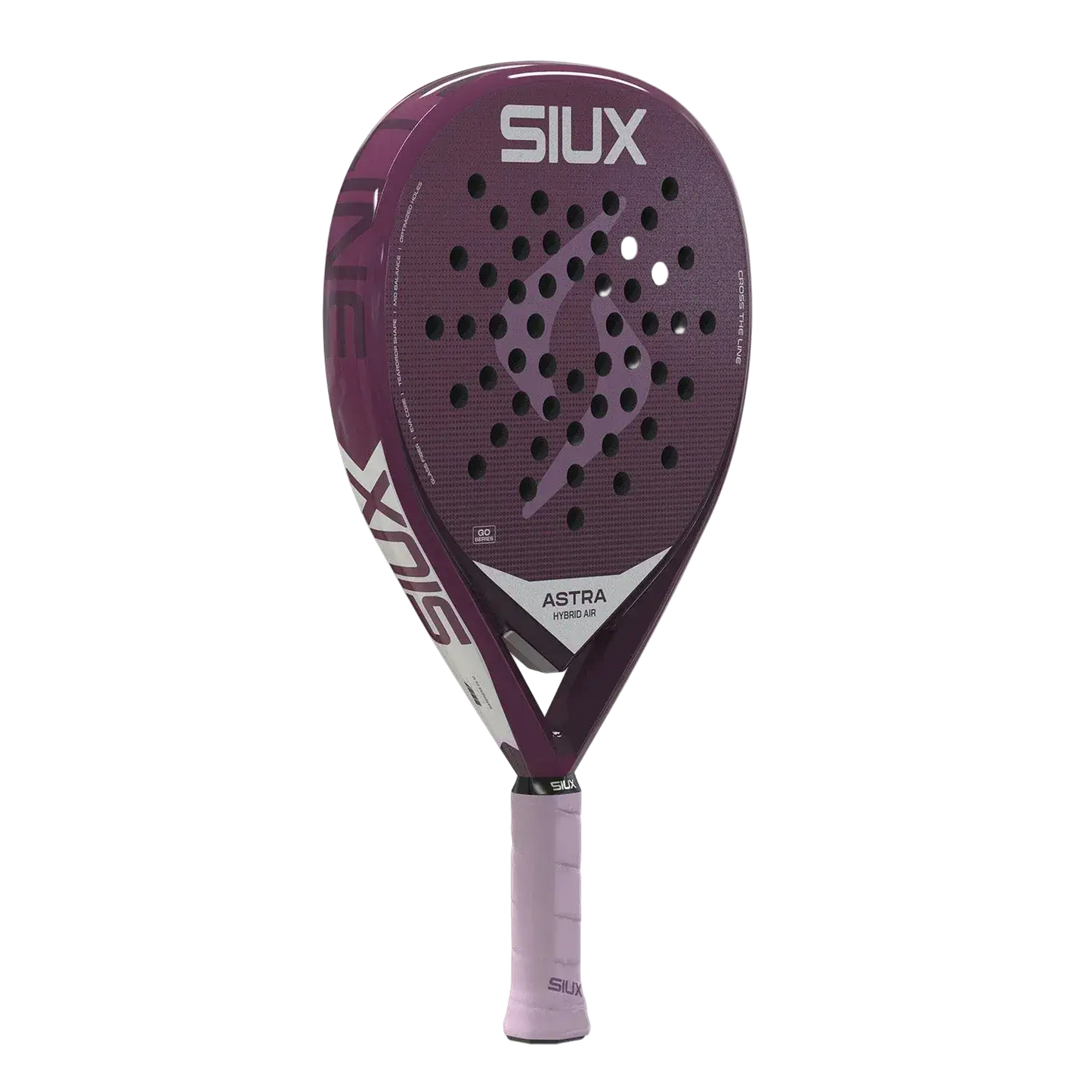 Siux Astra Hybrid Air 2026 women’s padel racket angled view, manoeuvrable hybrid shape, designed for beginner players