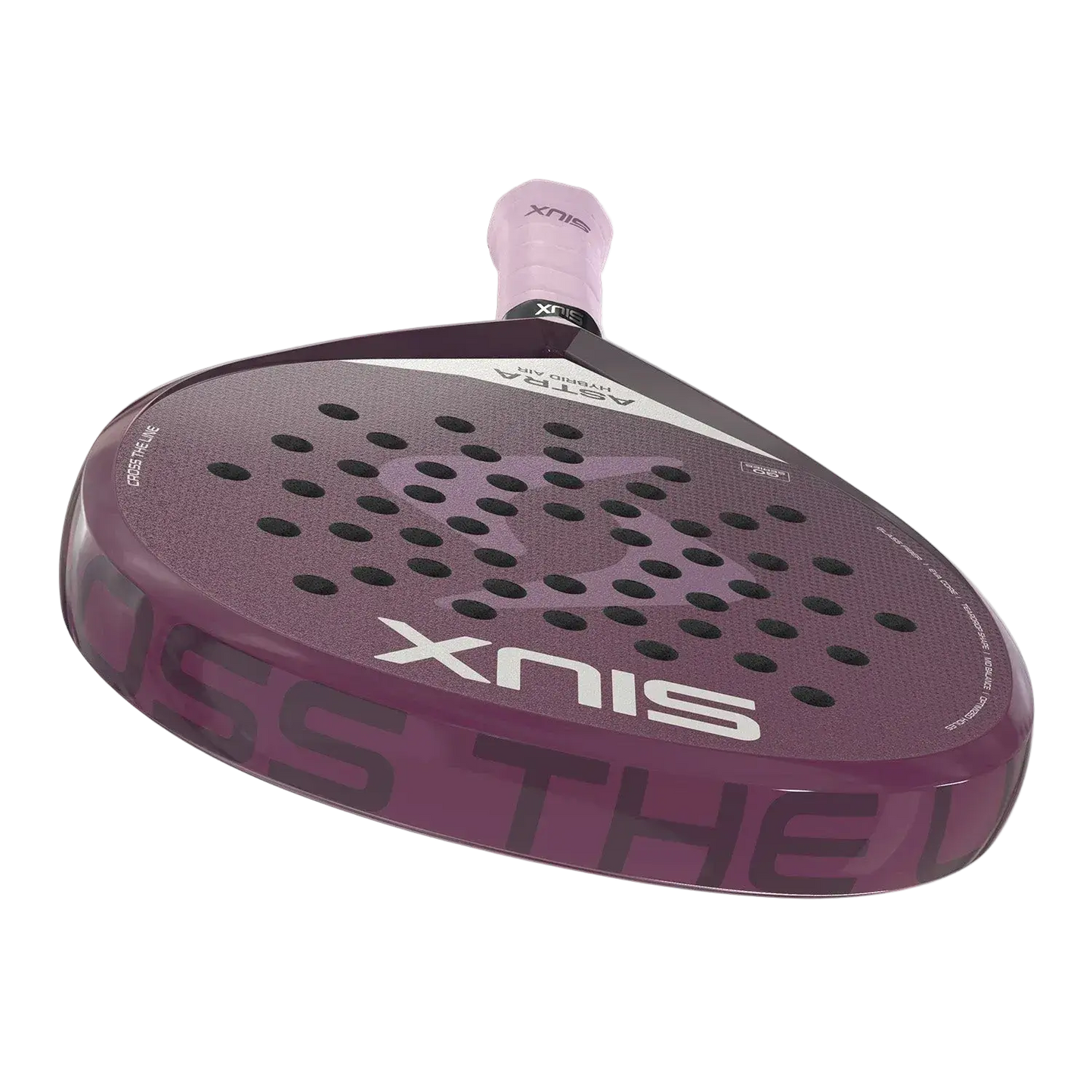 Siux Astra Hybrid Air 2026 women’s padel racket face close up, soft fiberglass surface, designed for beginner players
