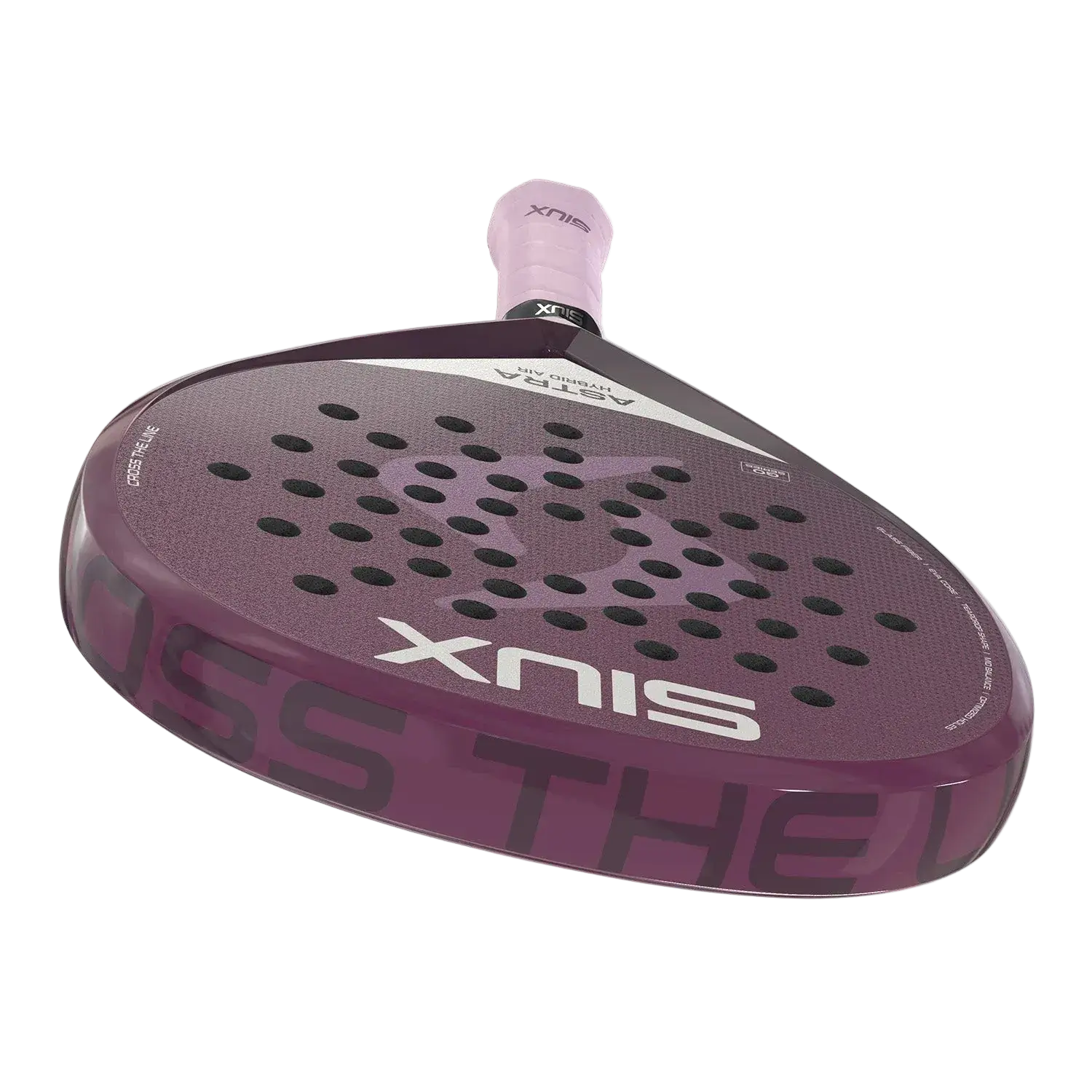 Siux Astra Hybrid Air 2026 women’s padel racket face close up, soft fiberglass surface, designed for beginner players