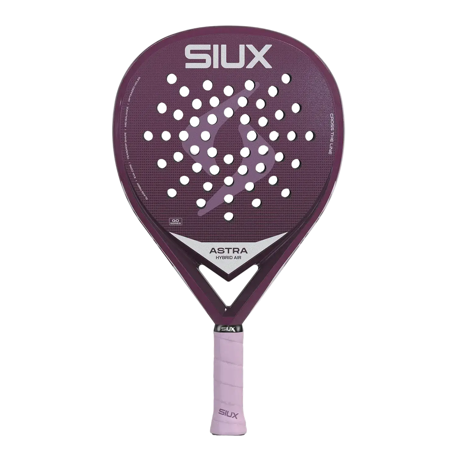 Siux Astra Hybrid Air 2026 women’s padel racket front view, lightweight hybrid design, designed for beginner players