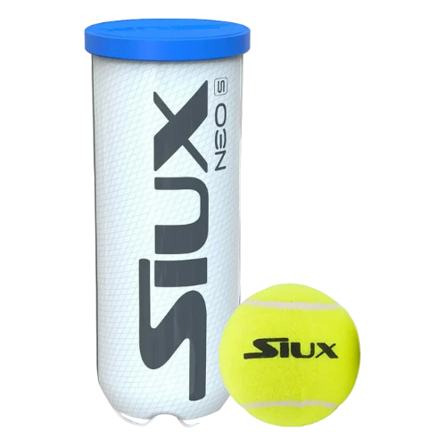 Siux neo speed padel balls single tube with one yellow padel ball displayed.