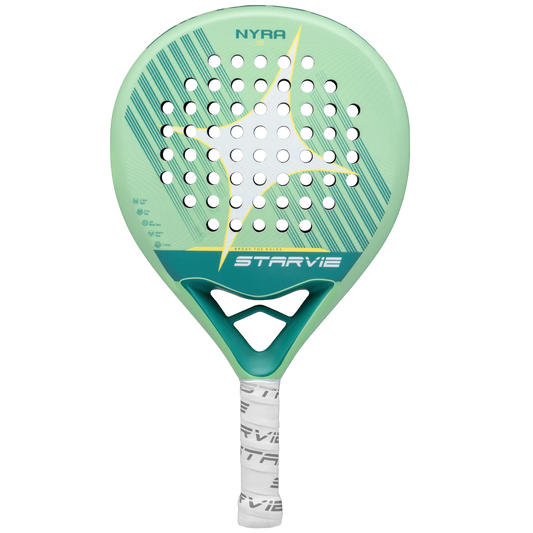 StarVie Nyra 2026 padel racket front view showing full face design and round shape, designed for beginner players