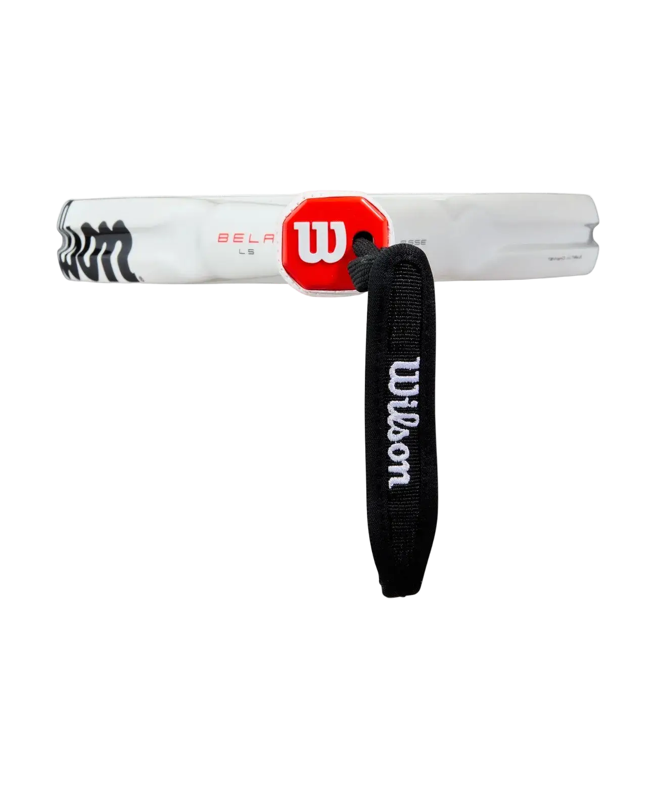 Wilson Bela LS V3 2025 padel racket side profile view showing thickness and carbon frame structure, designed for intermediate players.