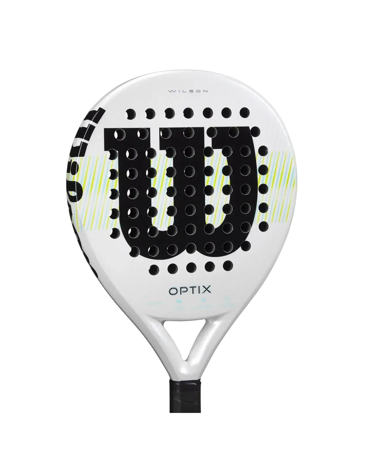 Wilson Optix V1 2025 padel racket alternate front view showing clean white design, designed for beginner players