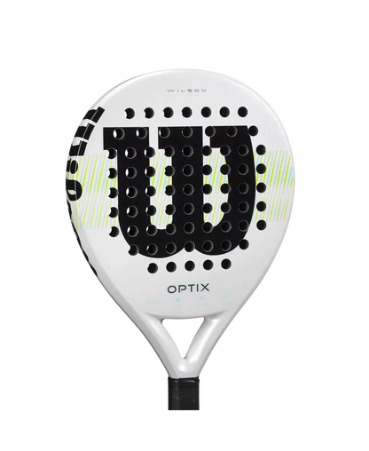 Wilson Optix V1 2025 padel racket alternate front view showing clean white design, designed for beginner players
