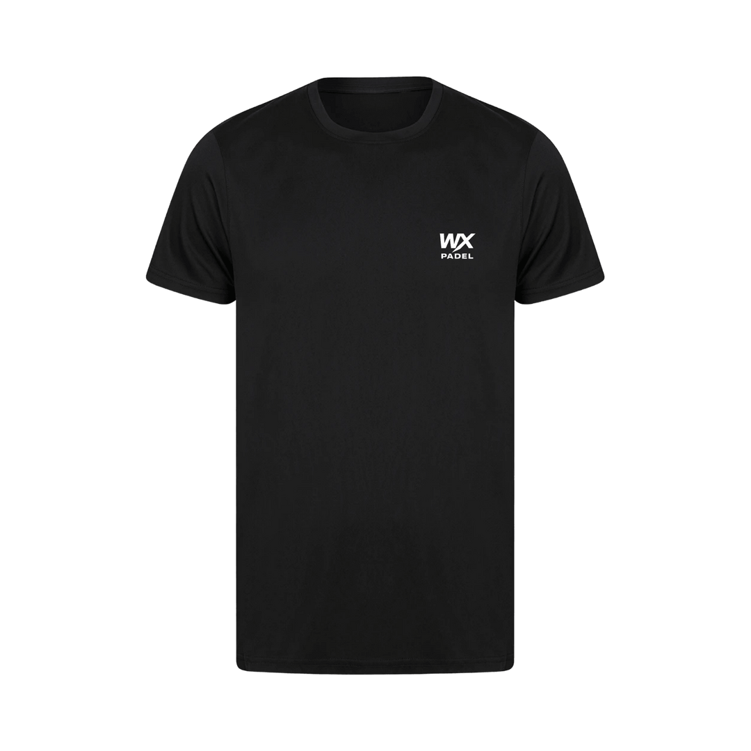 WX Padel Men’s Performance T-Shirt in black with white chest logo