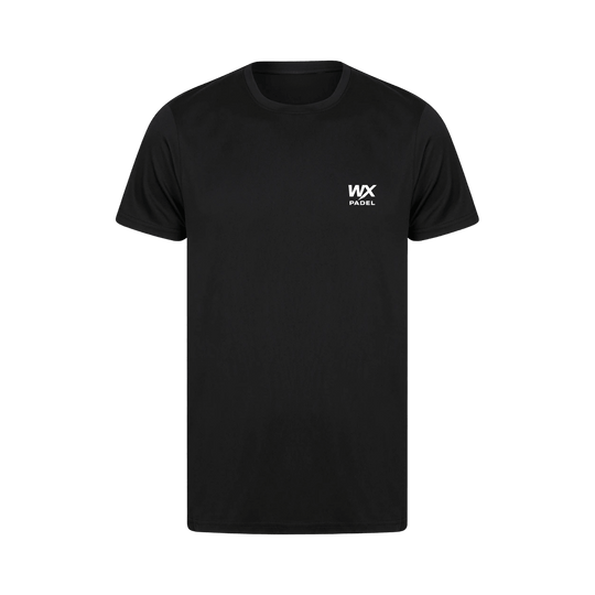 WX Padel Men’s Performance T-Shirt in black with white chest logo